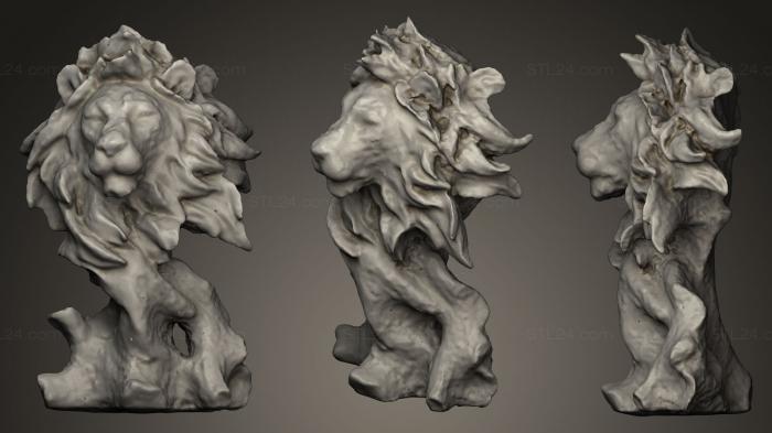 Статуэтки львы тигры сфинксы (Лев ГОЛОВА на ветру, STKL_0044) 3D модель для ЧПУ станка
